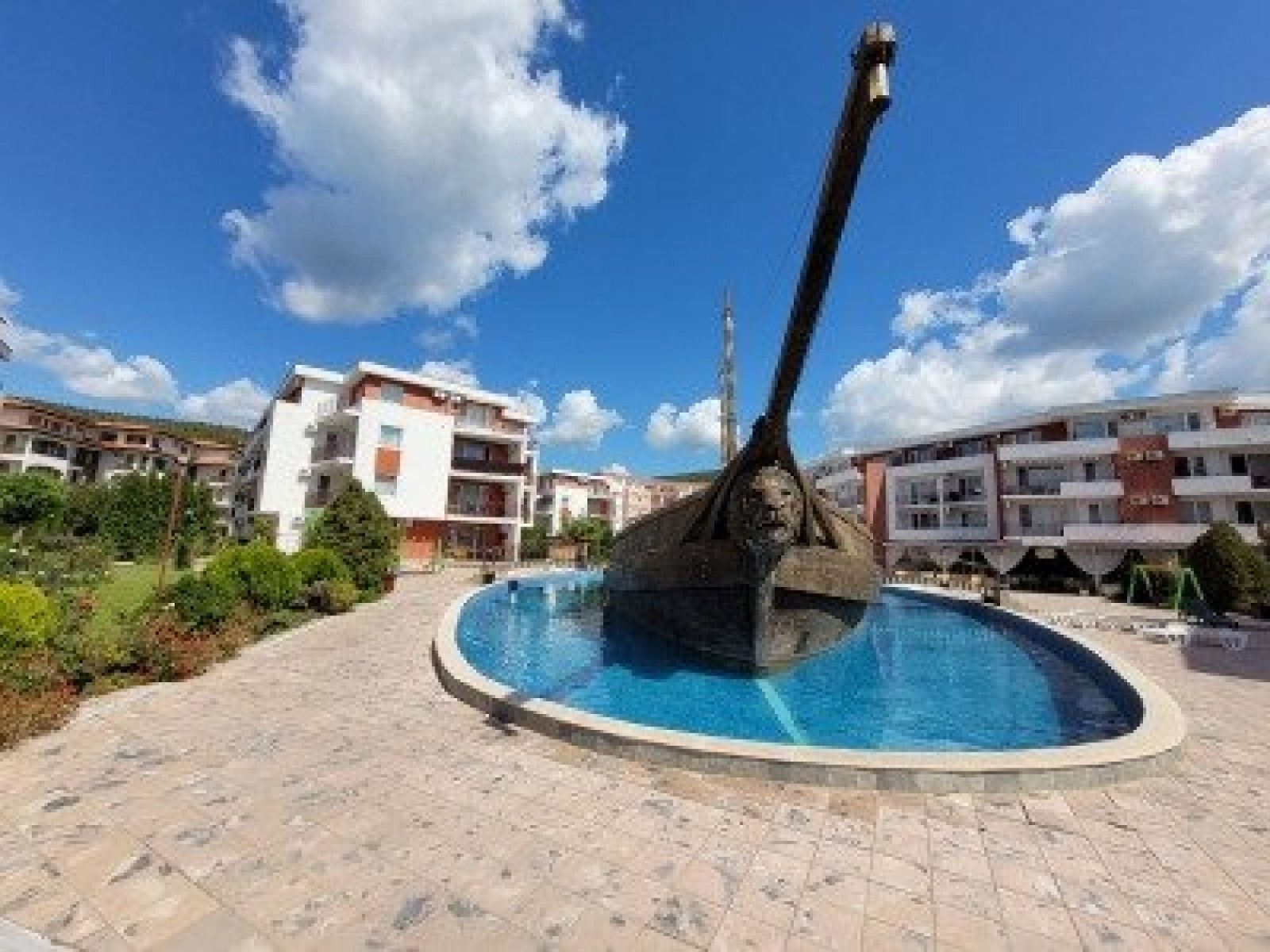 Three-room apartment with three glazed terraces and a private rose garden in Sveti Vlas, Bulgaria.