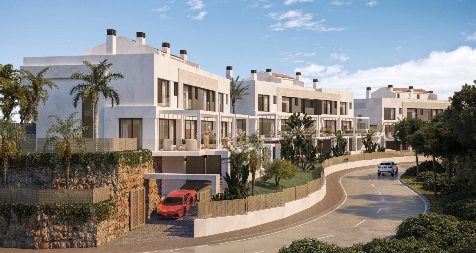 Exclusive townhouses, sea view and 3 km from the coast, Mijas