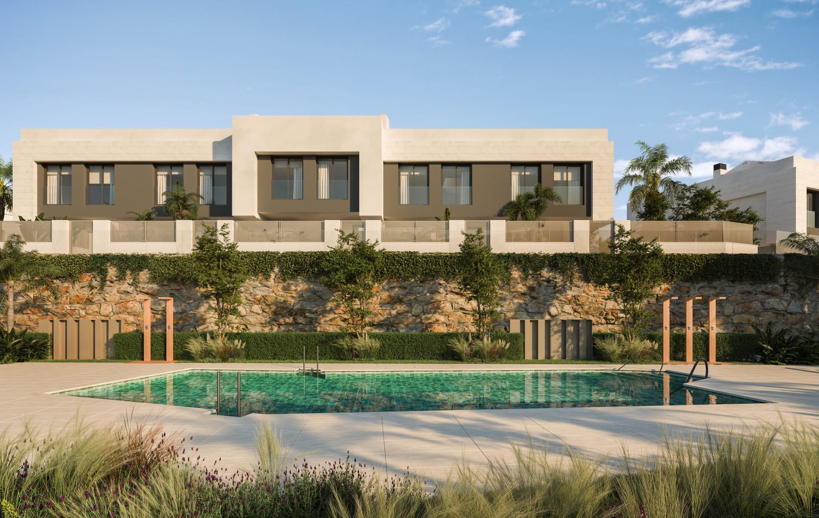 Exclusive townhouses, sea view and 3 km from the coast, Mijas