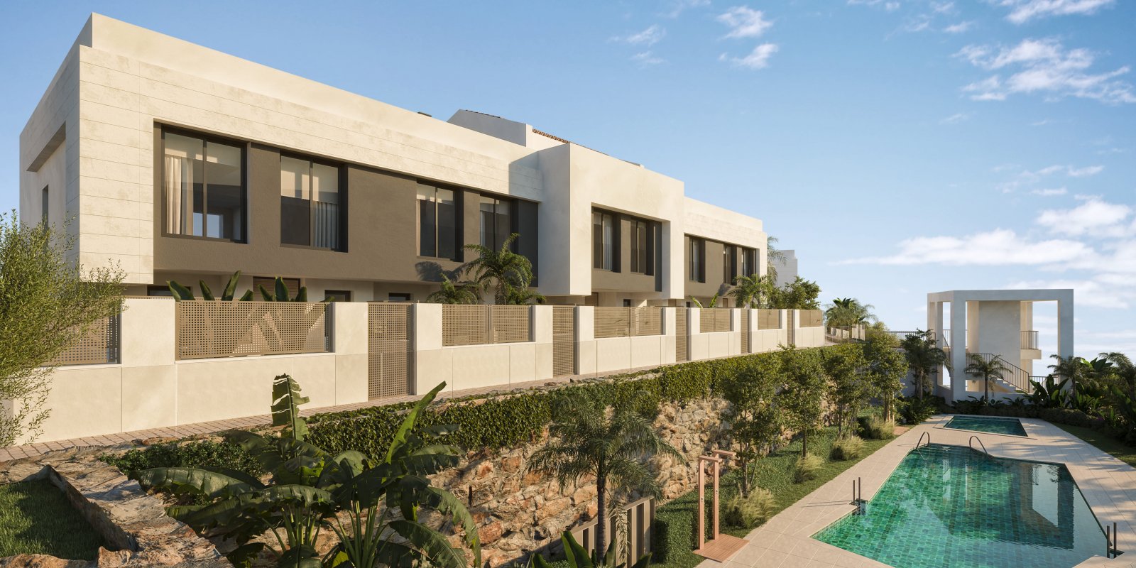 Exclusive townhouses, sea view and 3 km from the coast, Mijas