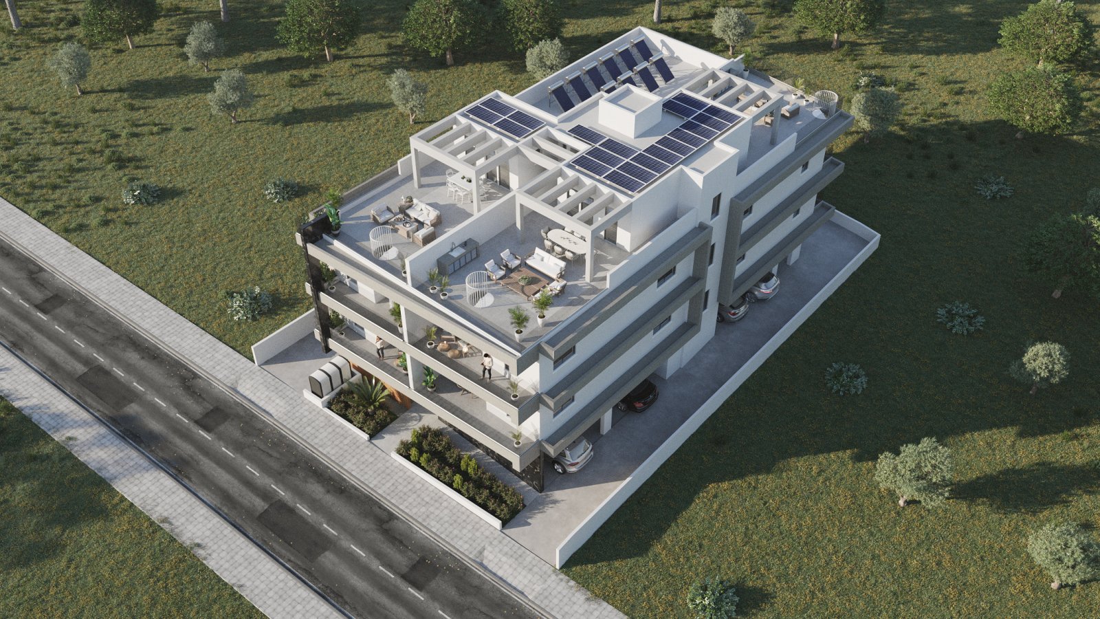 Luxurious two-bedroom apartment with roof garden and views in Larnaca