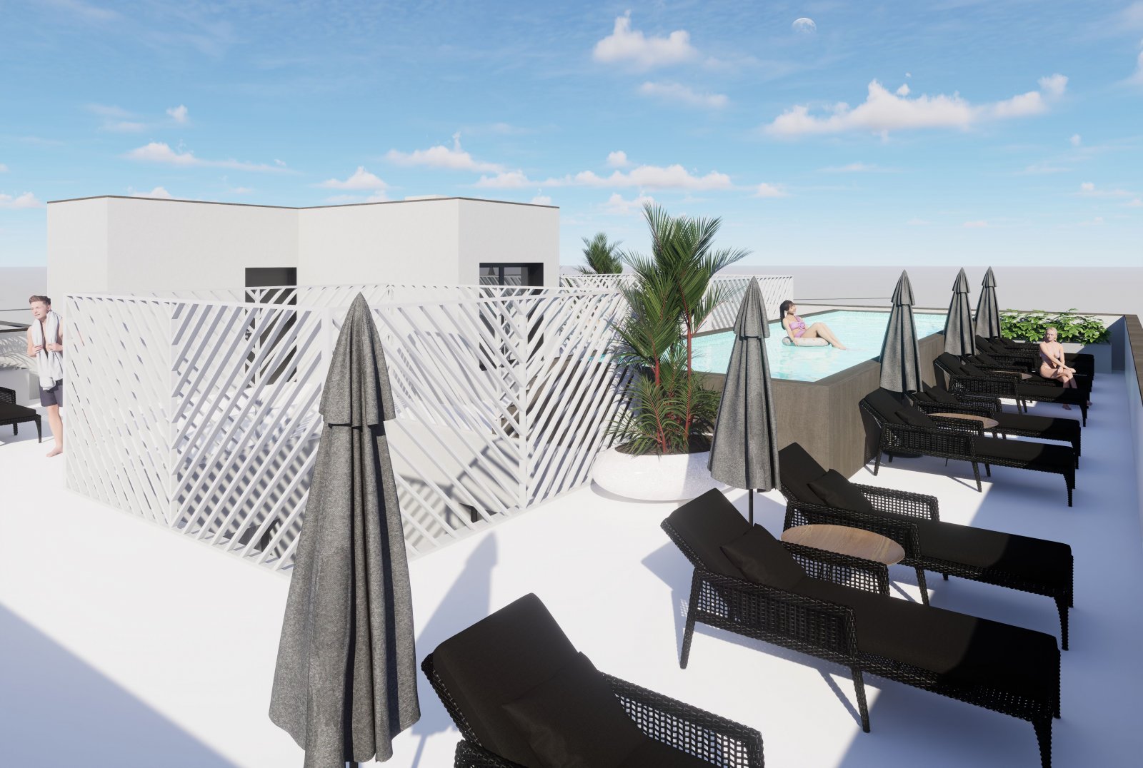 Modern apartments, 600 m from the sea with swimming pool and solarium, Torrevieja