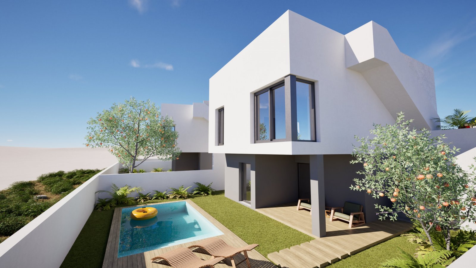 Moderne Einfamilienhäuser, privater Pool und Garten, Mazarrón