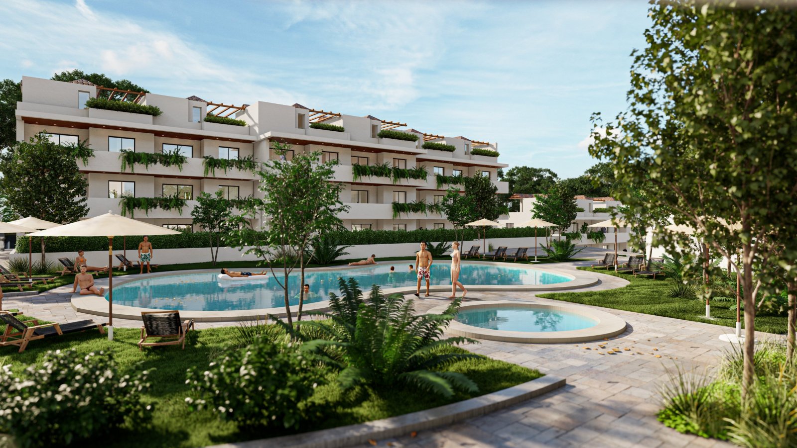 Moderne Apartments, 2 km vom Meer entfernt mit Pool und Garten, Mijas