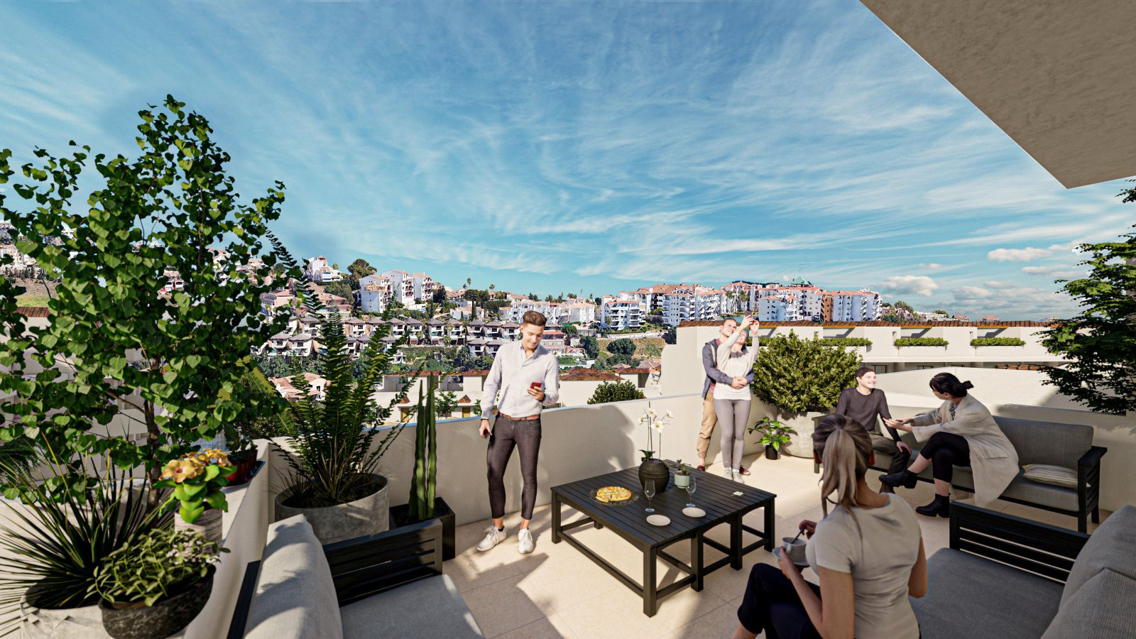 Moderne Apartments, 2 km vom Meer entfernt mit Pool und Garten, Mijas