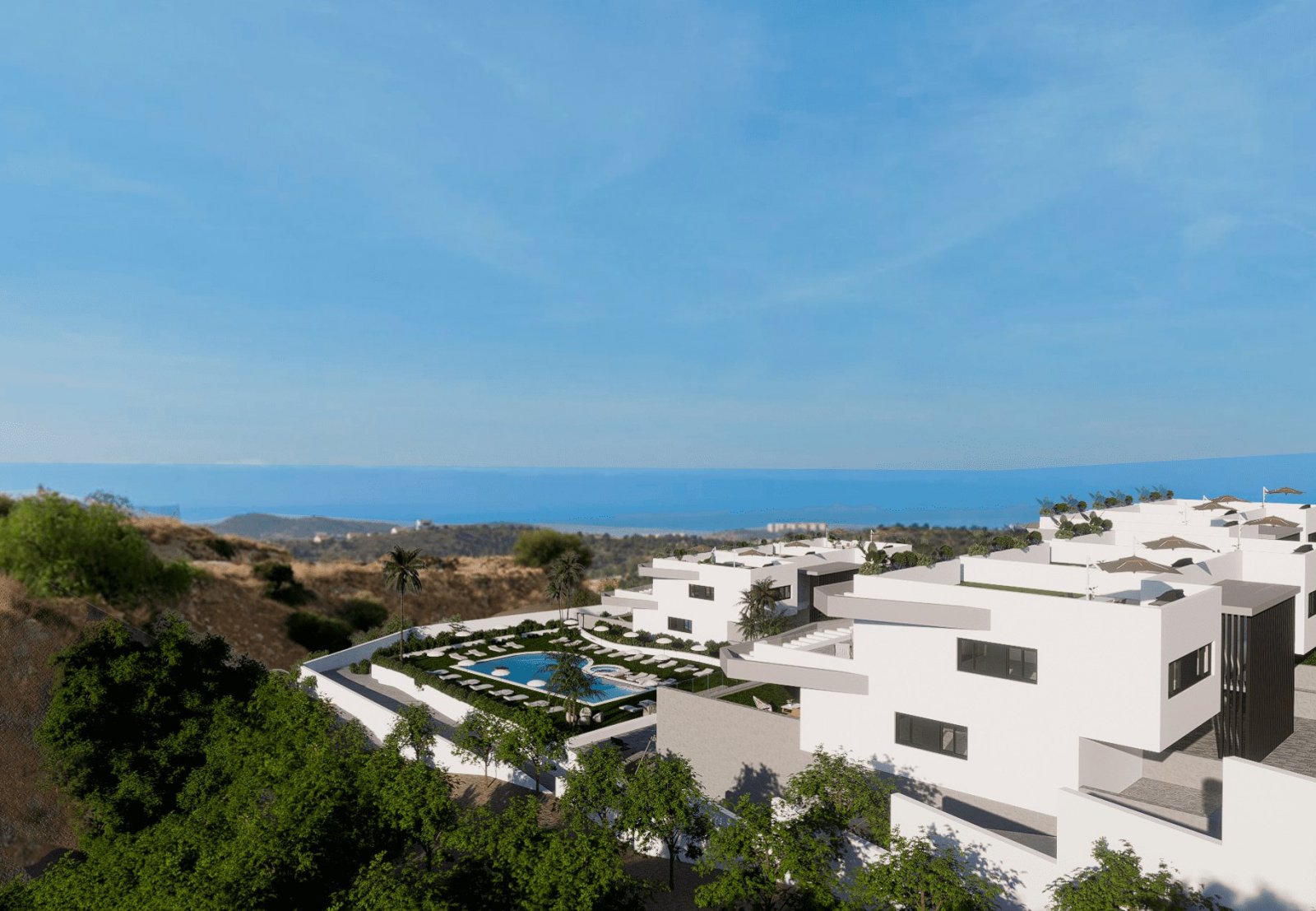 Moderner Bungalow, Meerblick und privater Garten, Finestrat