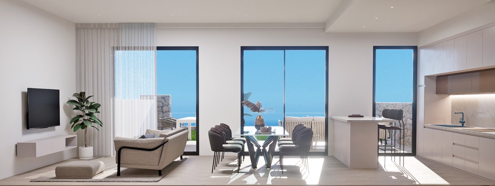 Moderner Bungalow, Meerblick und privater Garten, Finestrat