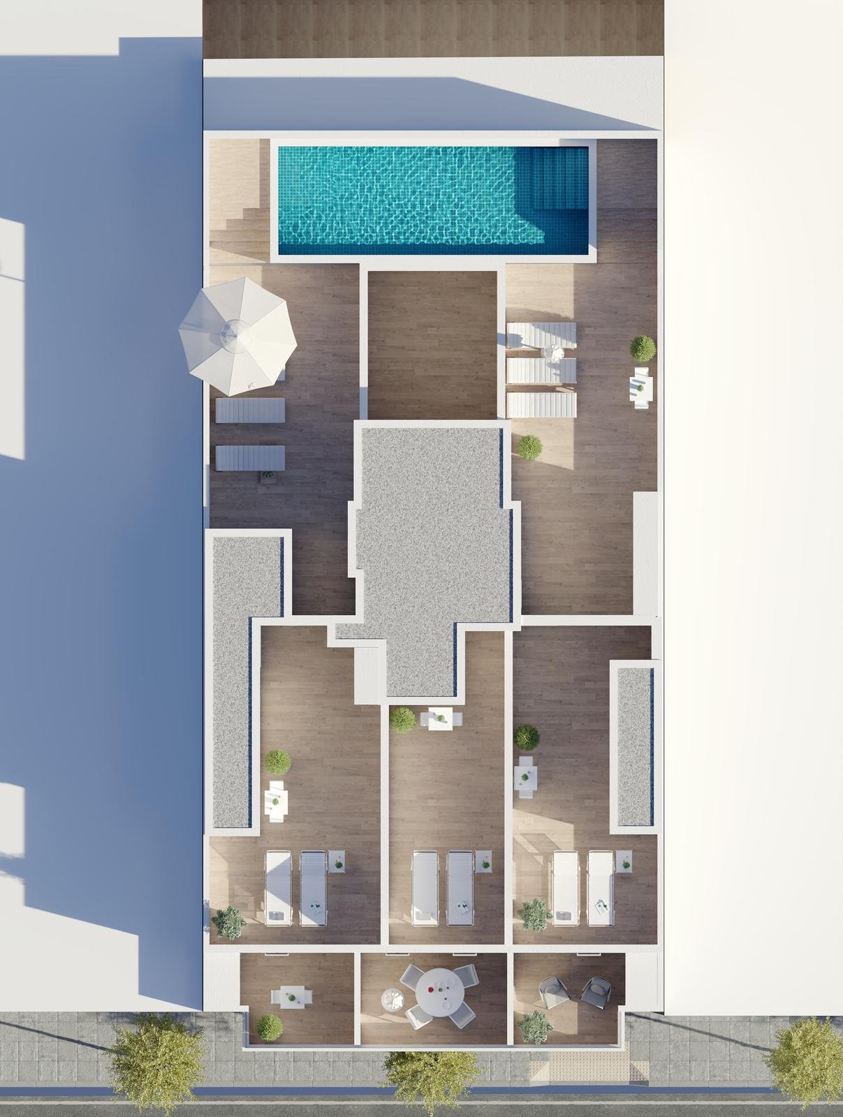 Luxury penthouse with 1 bedroom, solarium and pool 400 m from the beach, Torrevieja, Spain