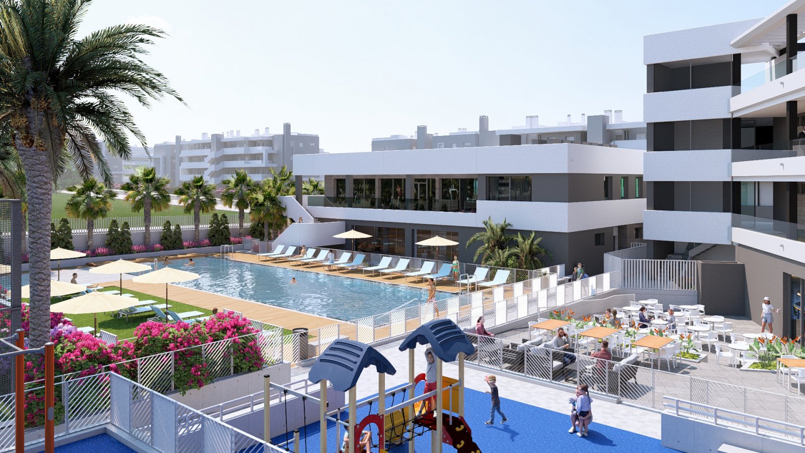 Modernes Apartment mit privatem Solarium, nur wenige Minuten vom Meer entfernt und in der Nähe von renommierten Golfplätzen.