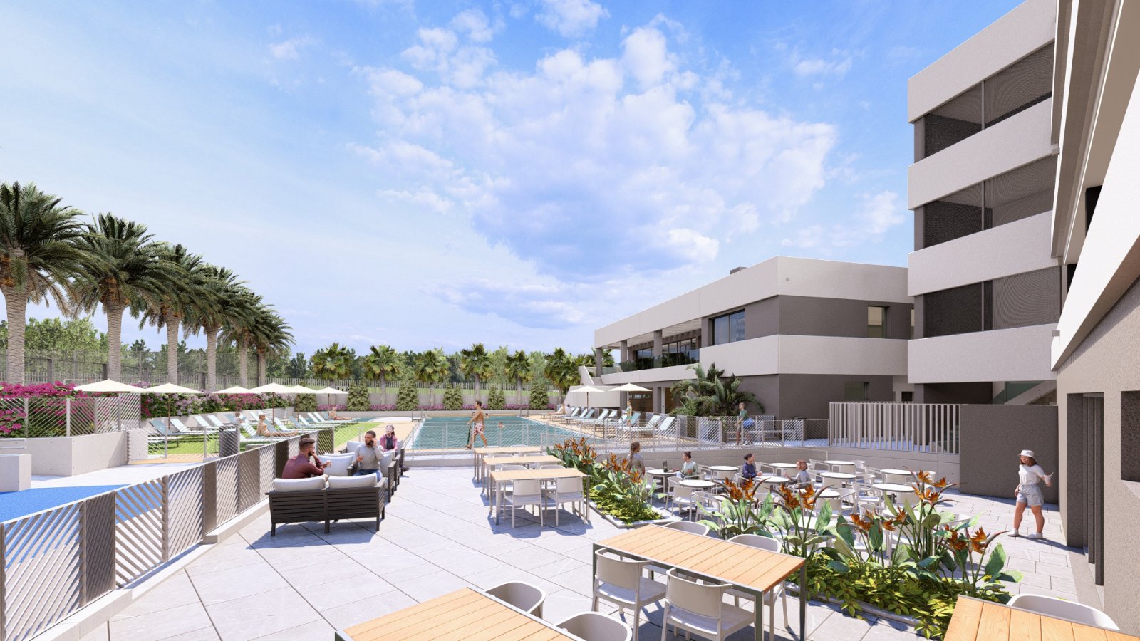 Modernes Apartment mit privatem Solarium, nur wenige Minuten vom Meer entfernt und in der Nähe von renommierten Golfplätzen.