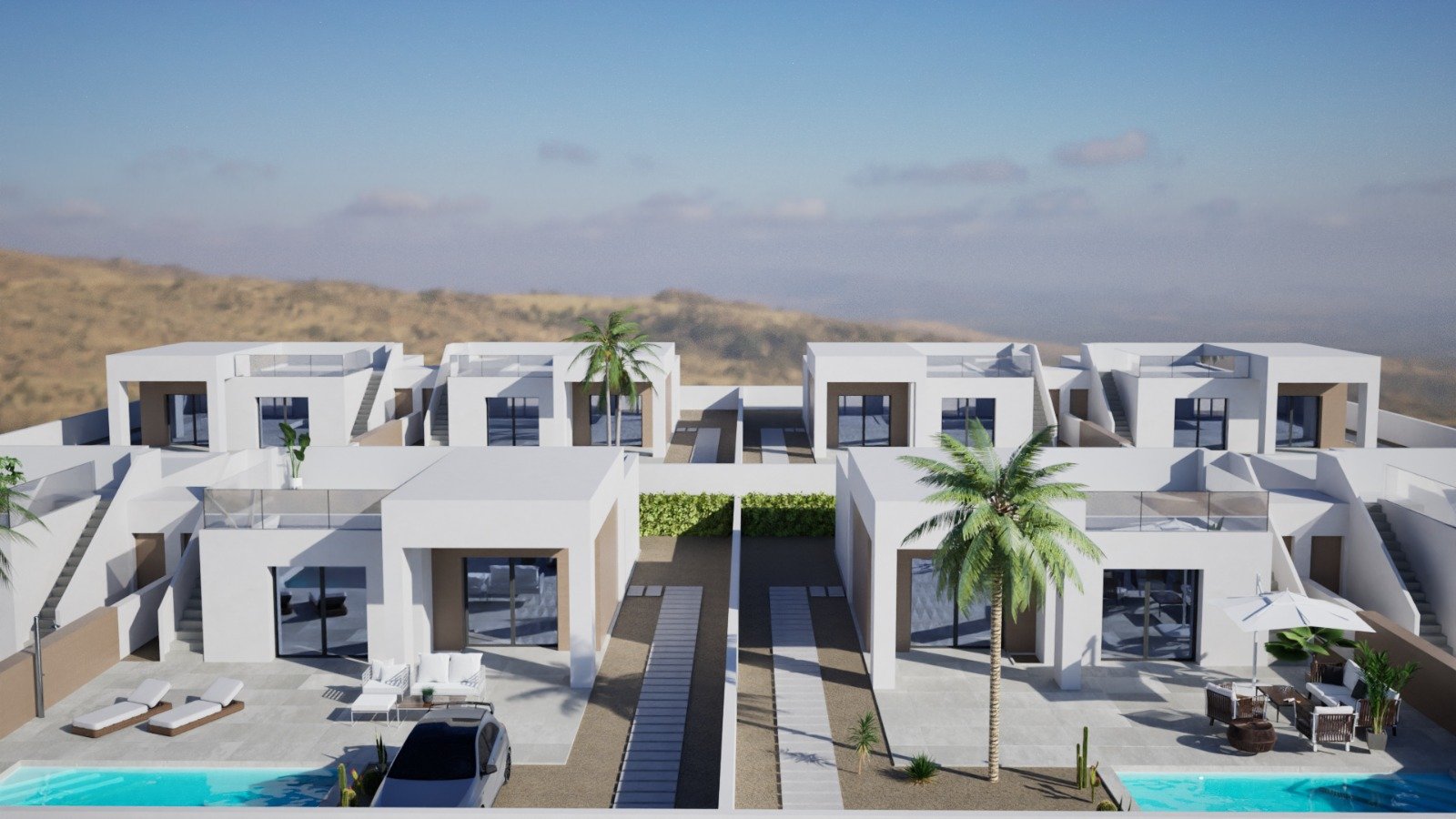 Moderne Reihenhäuser mit Garten und Schwimmbad, La Romana