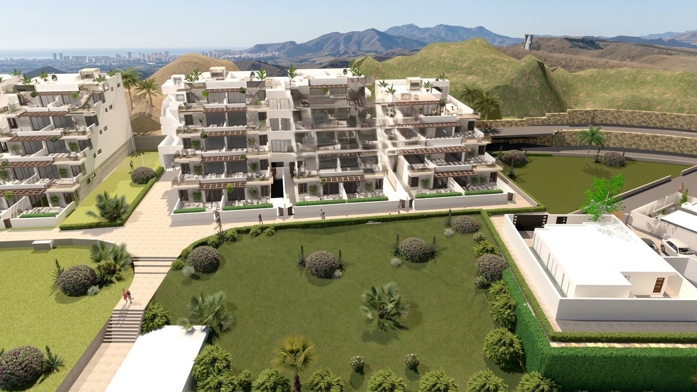Comfortable penthouse with 2 bedrooms, solarium and swimming pool 700 m from the sea, Vera, Spain