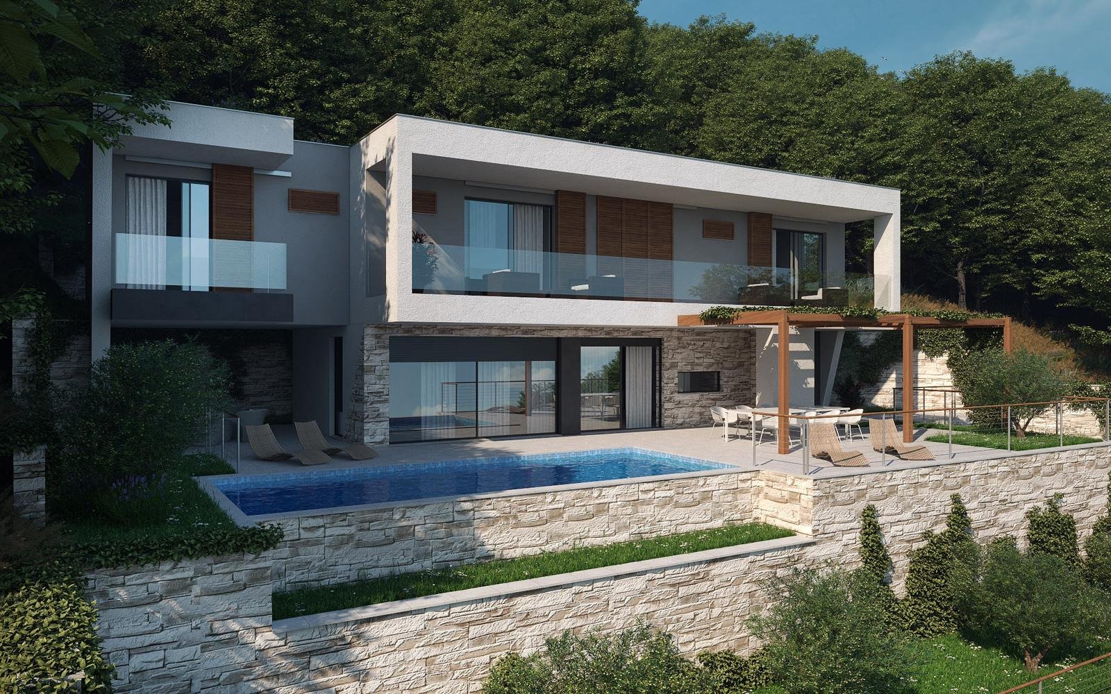 Grundstück und Projekt für zwei Villen in ruhiger Lage mit Panoramablick, Borak Omiš