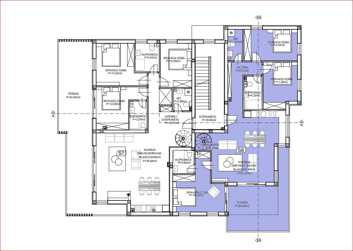 Luxury duplex apartment with roof terrace just 100 m from the sea in Vodice, Srima