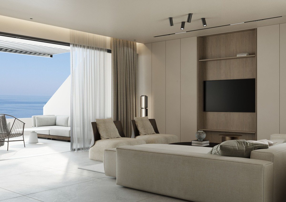 Large, modern four-room apartment with jacuzzi, sea view, prestigious Halepa district, Chania