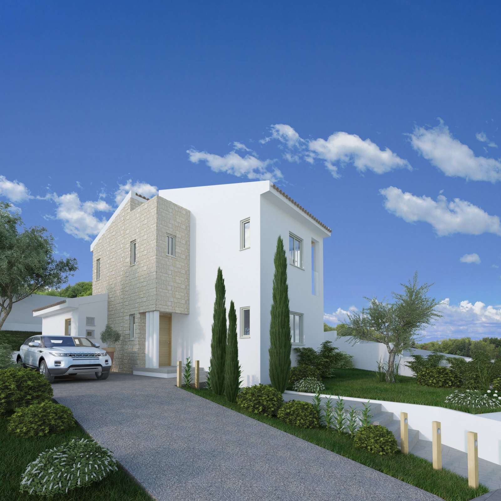 Villa four bedrooms, two bathrooms, swimming pool in a prestigious award-winning project, large plot