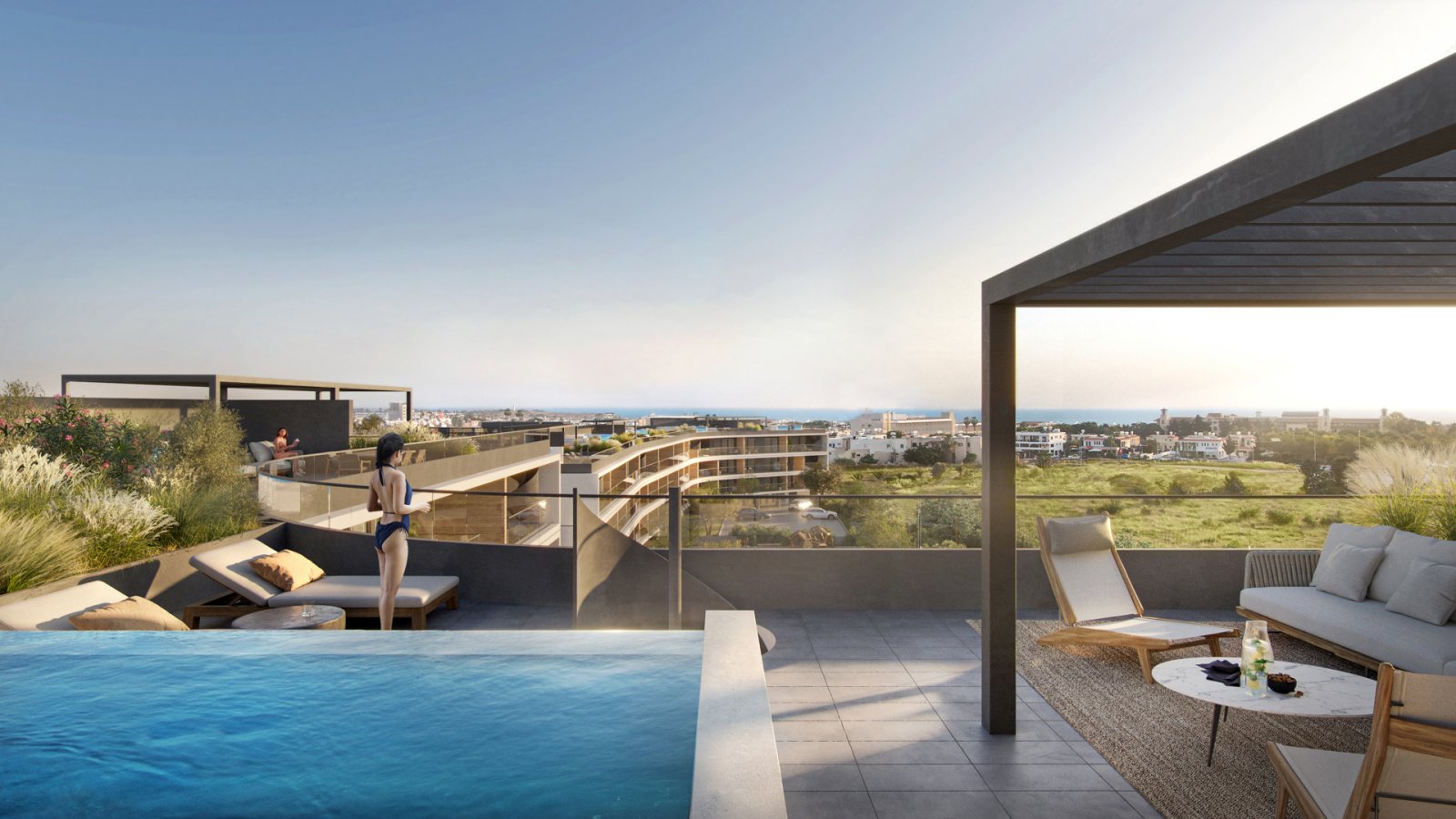 Sonnige Vierzimmerwohnung → in Strand- und Zentrumsnähe, mit permanentem Meerblick → Paphos