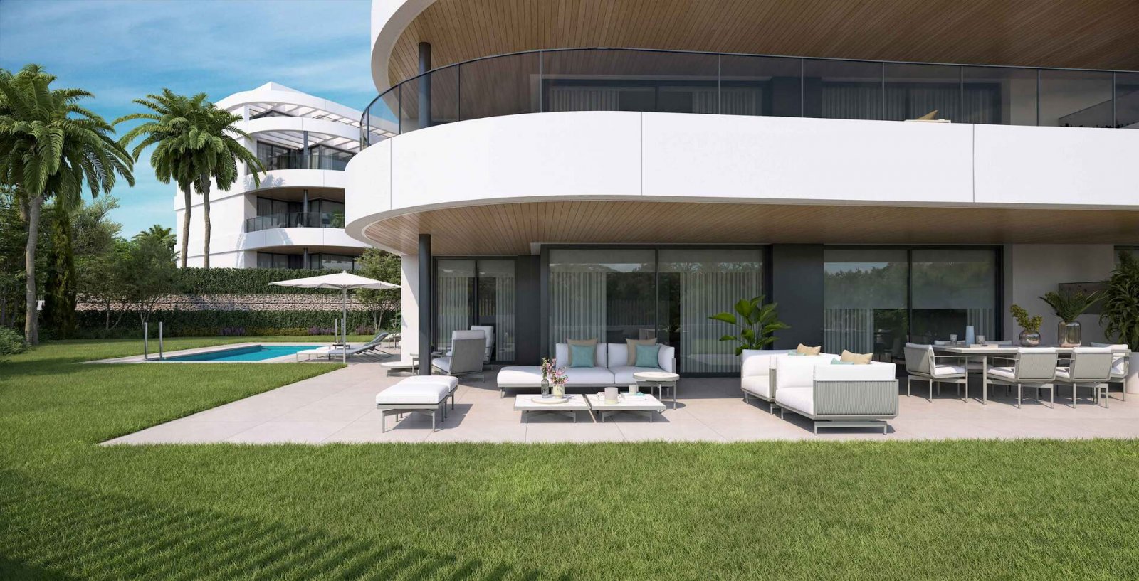 Exclusive apartments by the sea, communal garden, Estepona