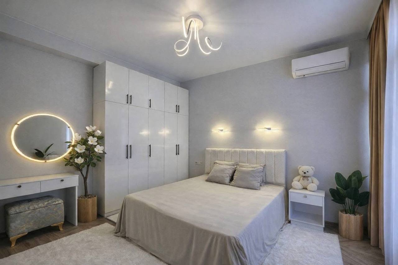Designer-renovated 2-room apartment with mountain view in Batumi, Georgia – fully furnished residence on a high floor