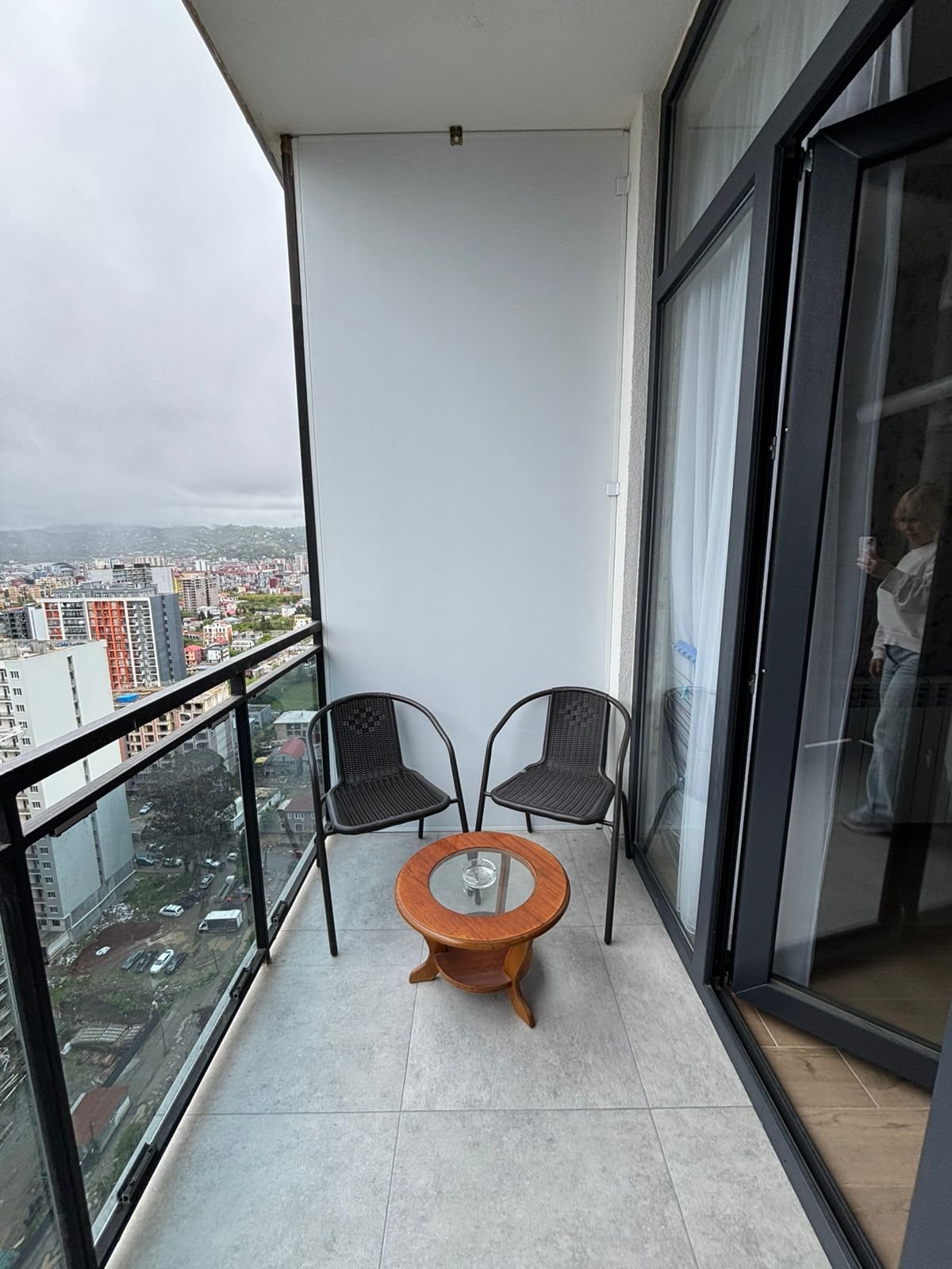 Brand new studio apartment on a high floor at Alpha High Residence, Batumi, Georgia – fully furnished with a balcony and rooftop pool.