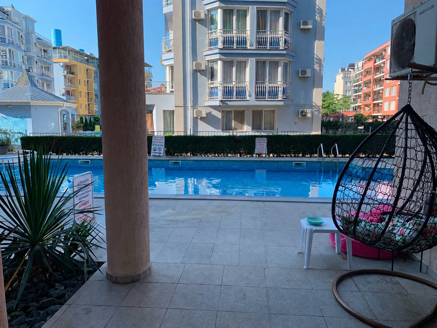 Studio with pool view in the Rose Garden complex in Sunny Beach, Bulgaria