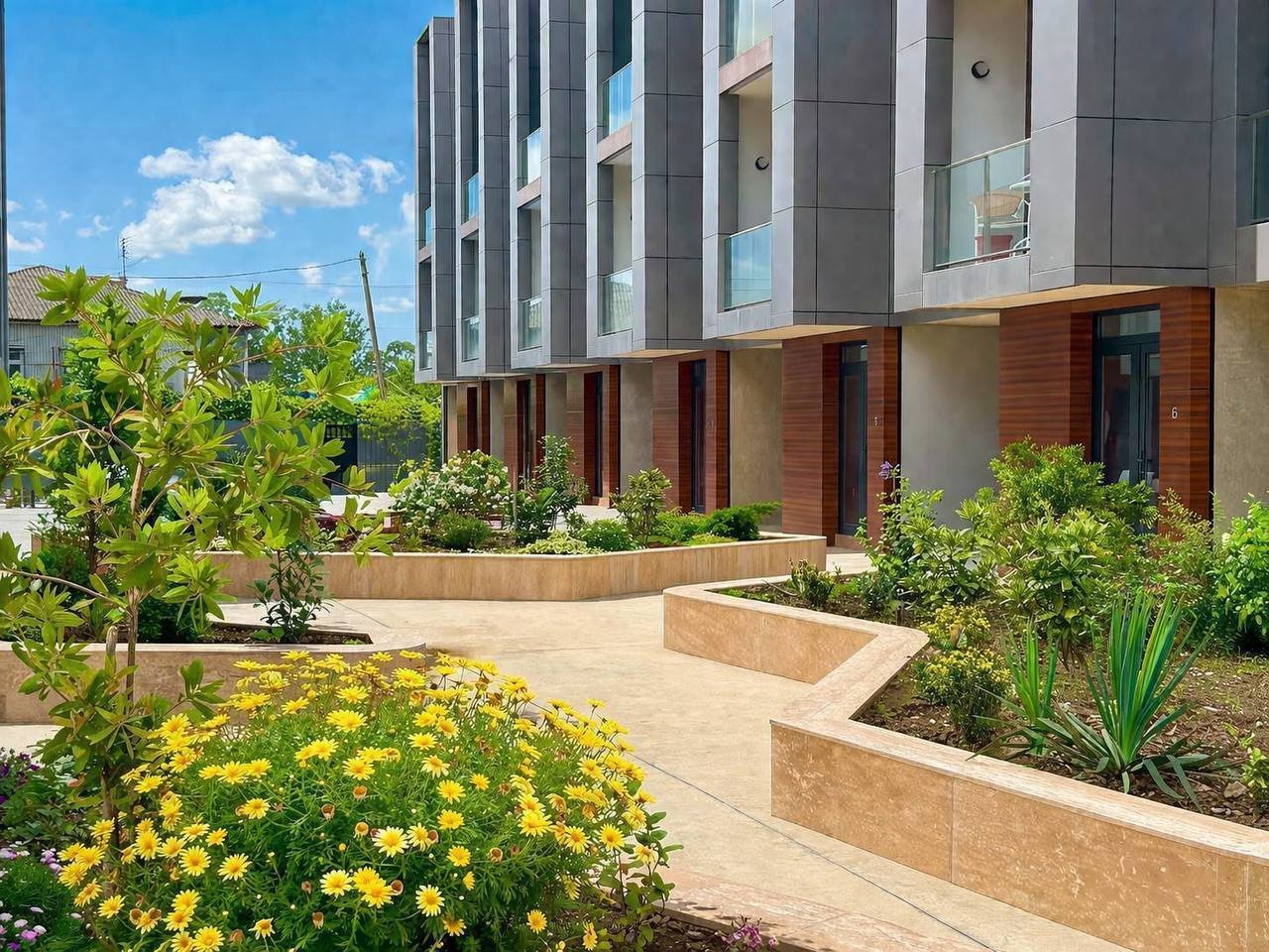 Modern three-story townhouse at Batumi Garden Inn, Batumi, Georgia – Private garage, terrace & pool