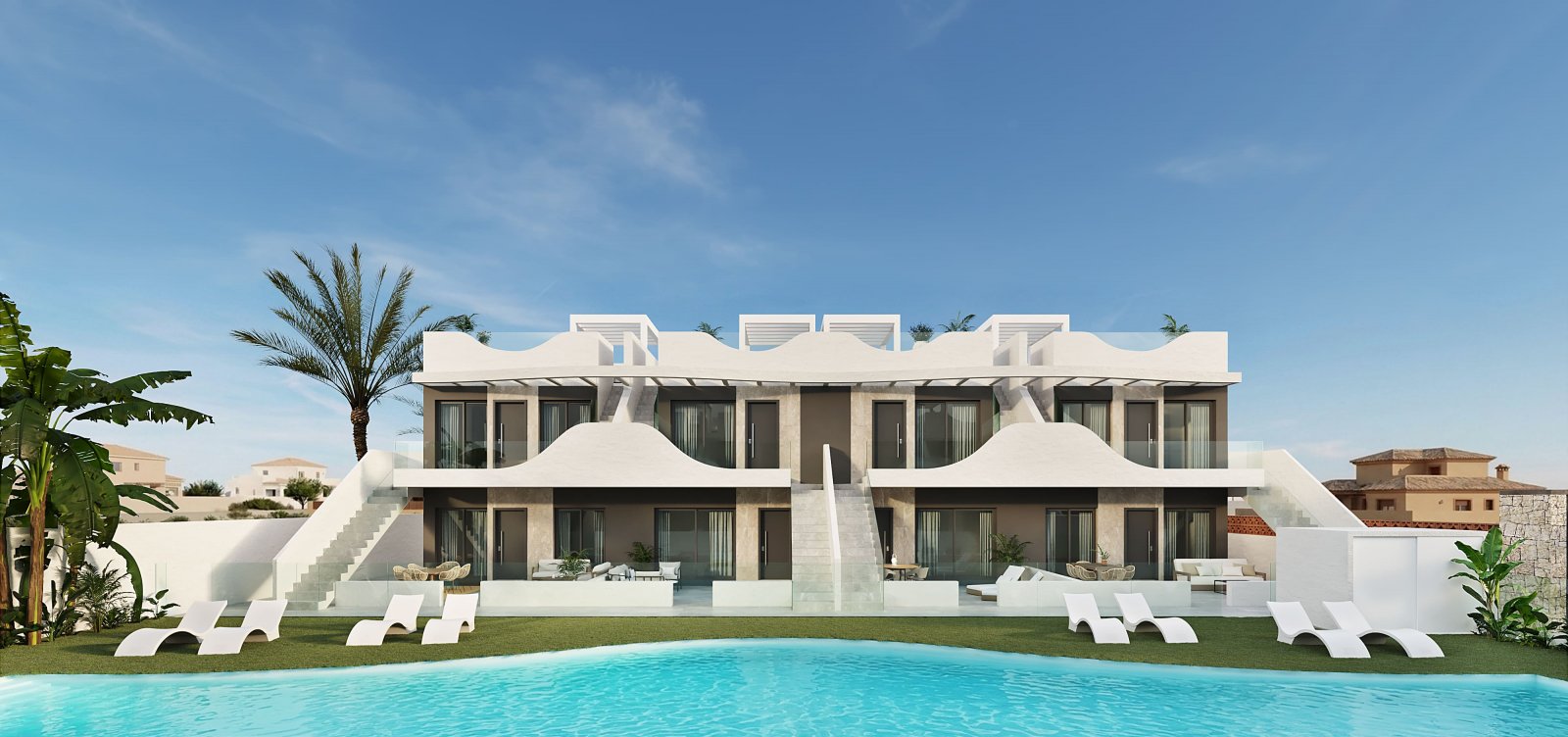 Modern bungalows with pool and solarium, 3 km from the sea – Pilar de la Horadada