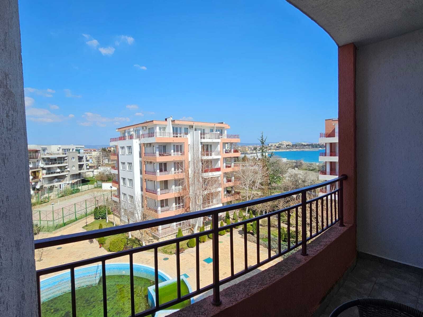 View apartment in a well-maintained residential complex in Ravda, Riviera Fort complex.
