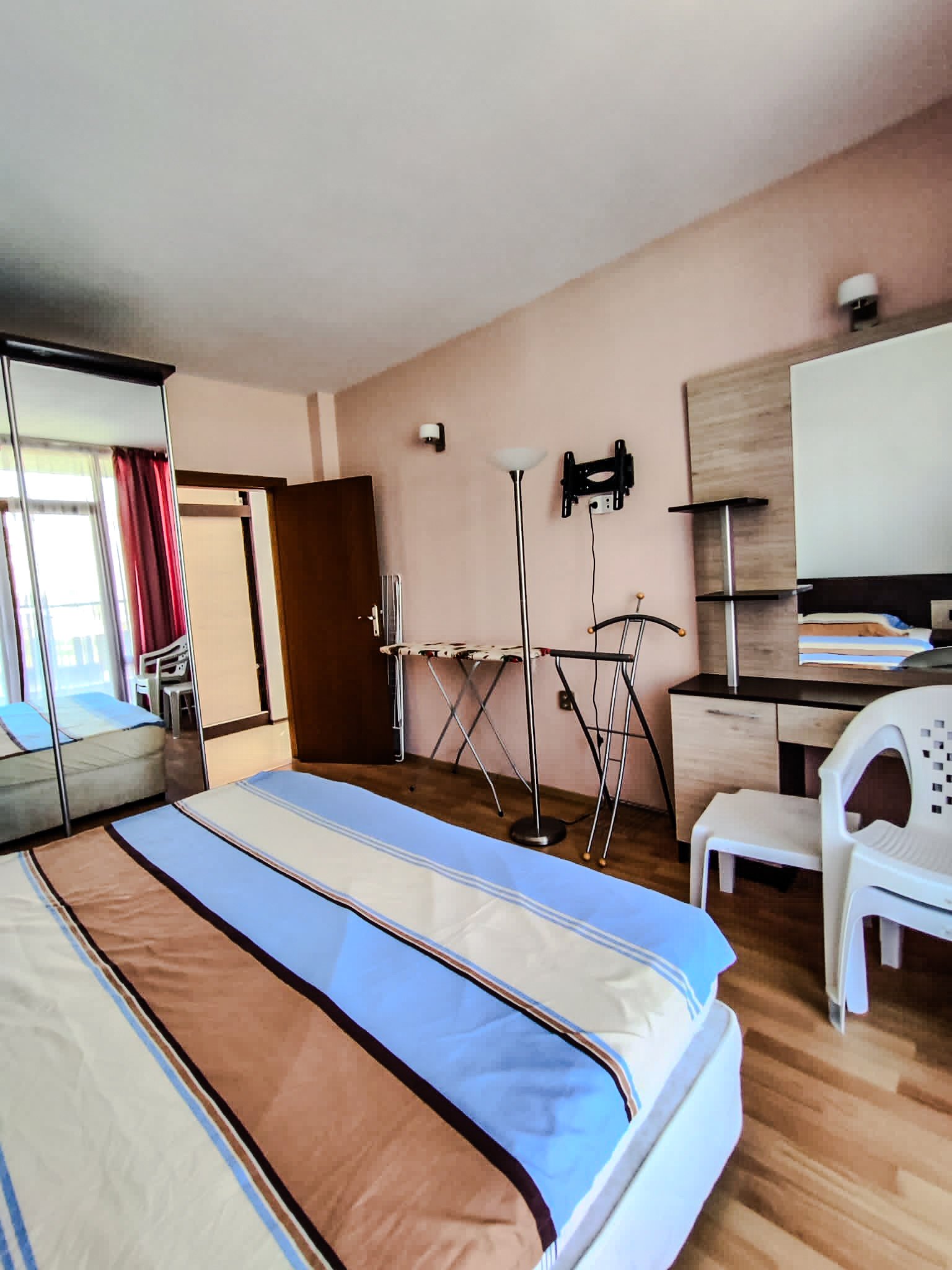 Three-room apartment in the Eden complex at Sunny Beach with a view of the pool