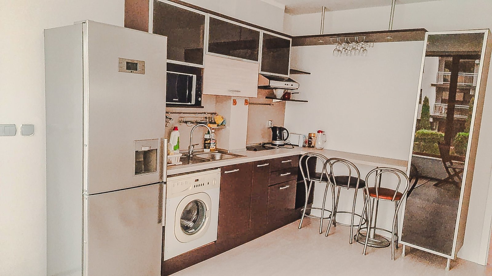 Three-room apartment in the Eden complex at Sunny Beach with a view of the pool