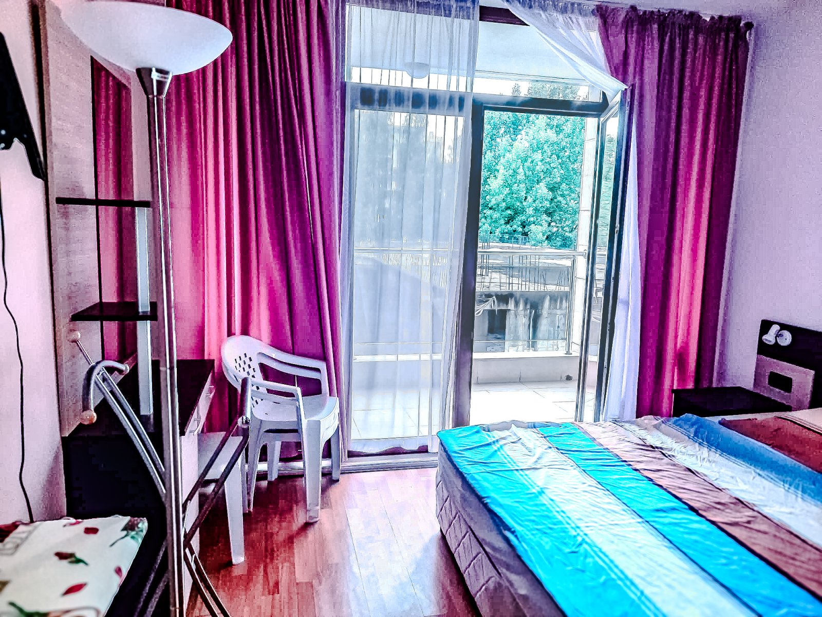 Three-room apartment in the Eden complex at Sunny Beach with a view of the pool