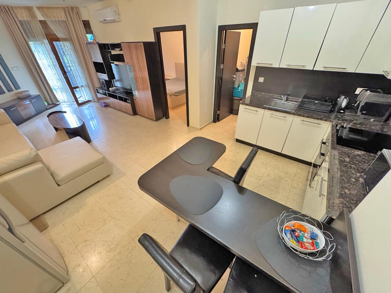 Two-room apartment in the Garden of Eden complex with a view of the garden in Sveti Vlas, Bulgaria