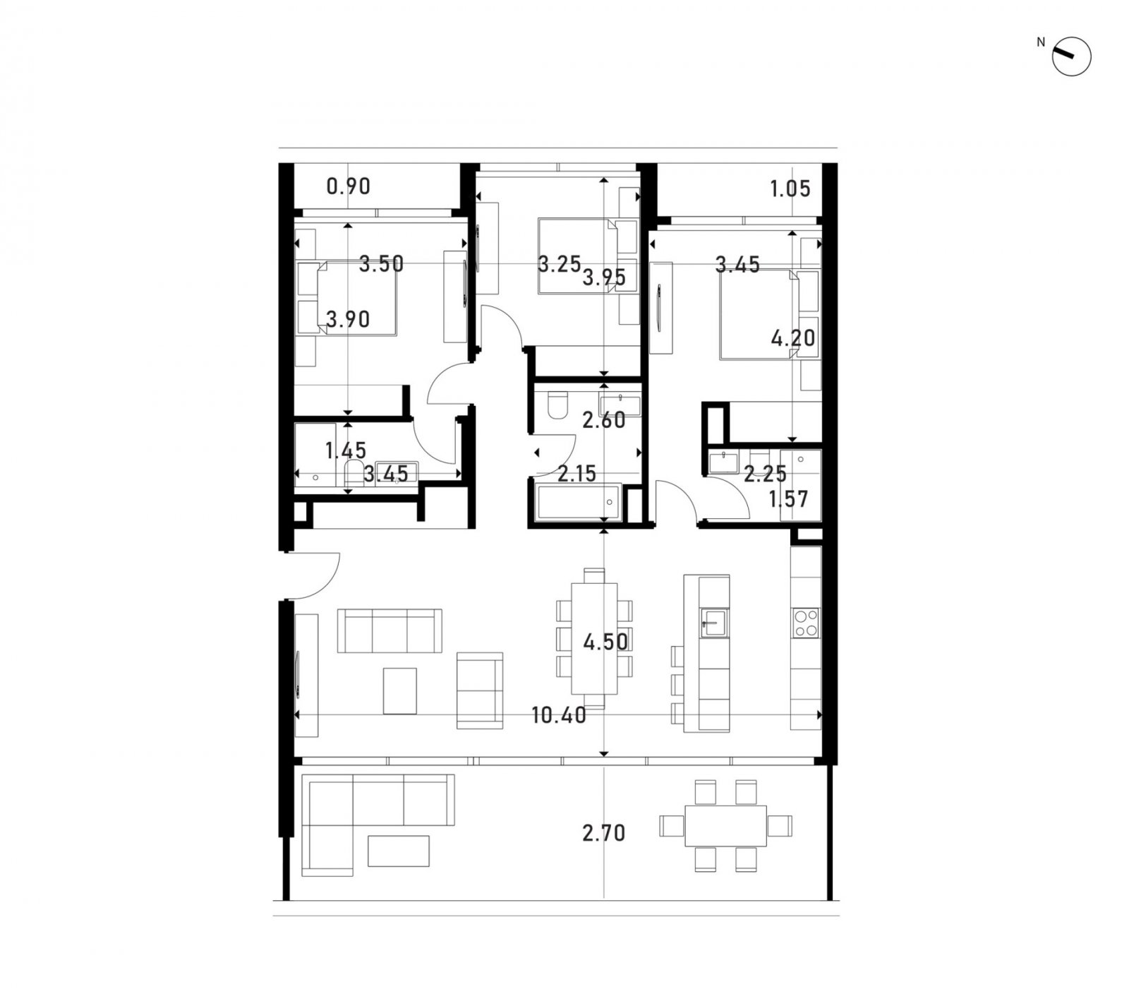 Geräumiges 3+1-Zimmer, größtes Casino im Mittelmeer, 3 Badezimmer