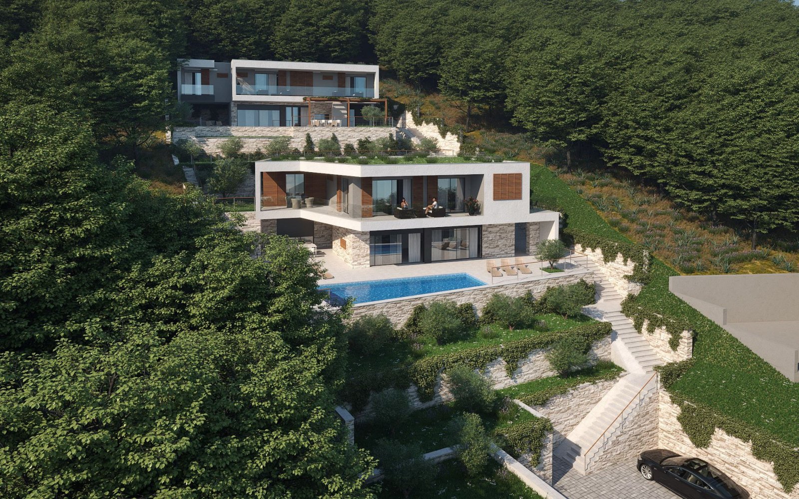 Grundstück und Projekt für zwei Villen in ruhiger Lage mit Panoramablick, Borak Omiš