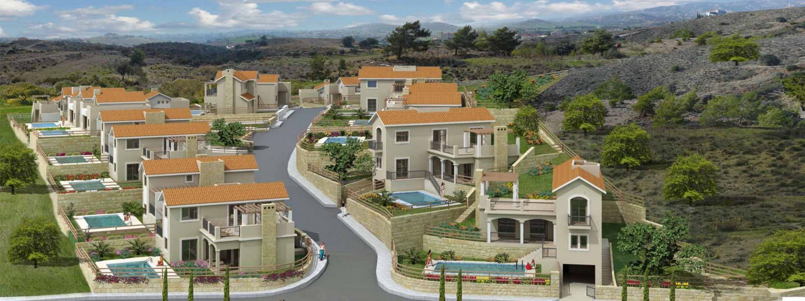 Anlagevilla (3+1 Zimmer) mit großem Grundstück und Swimmingpool in der Nähe von Golfplatz und Skigebiet mit Meerblick