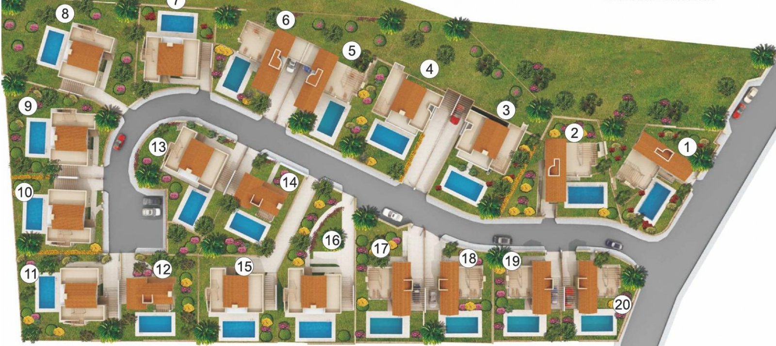 Anlagevilla (3+1 Zimmer) mit großem Grundstück und Swimmingpool in der Nähe von Golfplatz und Skigebiet mit Meerblick