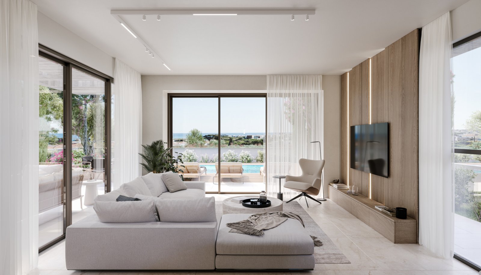 Großes Ferienhaus mit Grundstück und Swimmingpool, 350 m vom Meer entfernt