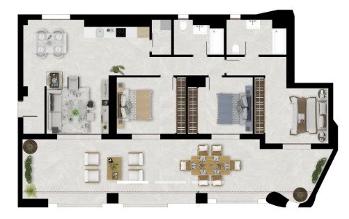 Großzügiges Apartment mit Terrasse in erstklassiger Lage Benahavis Costa del Sol Luxusresidenz am Golfplatz.