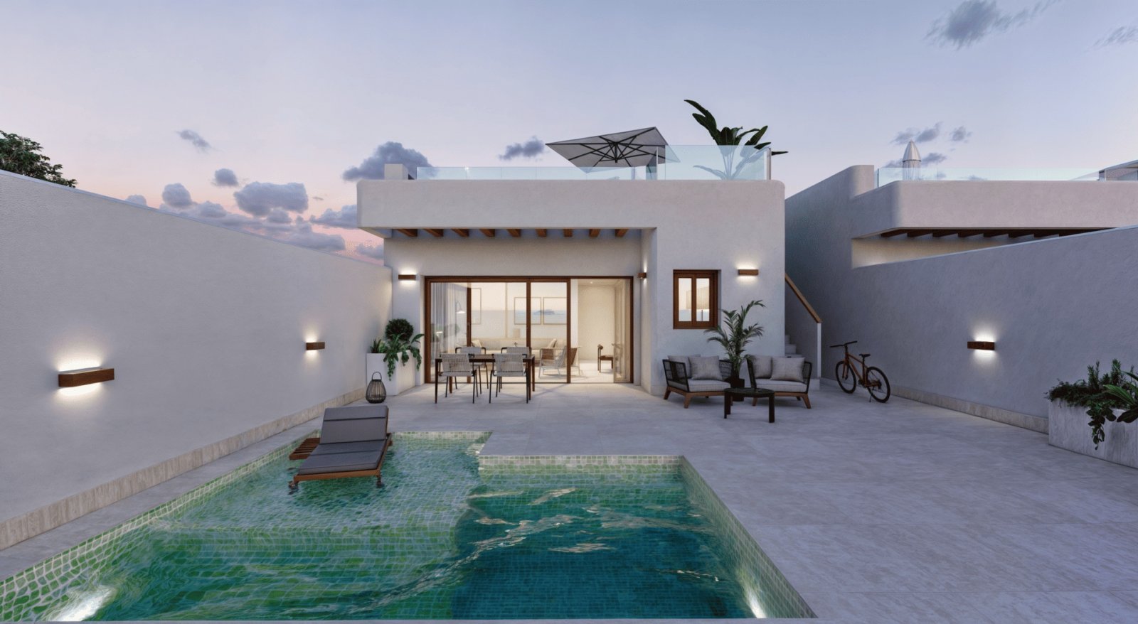 Exklusive freistehende Häuser, privater Pool und Solarium, in der Nähe des Flughafens, Torre-Pacheco