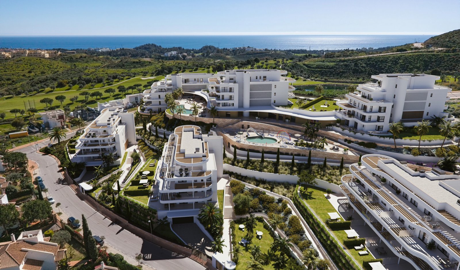 Moderne Apartments, Meerblick und in der Nähe des Golfplatzes Las Lagunas de Mijas