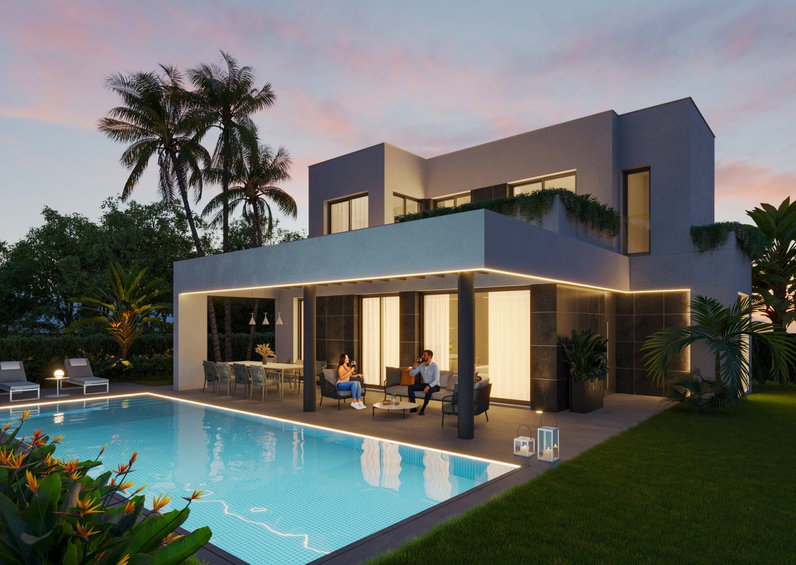 Moderne Chalets mit privatem Pool und Meerblick, Finestrat