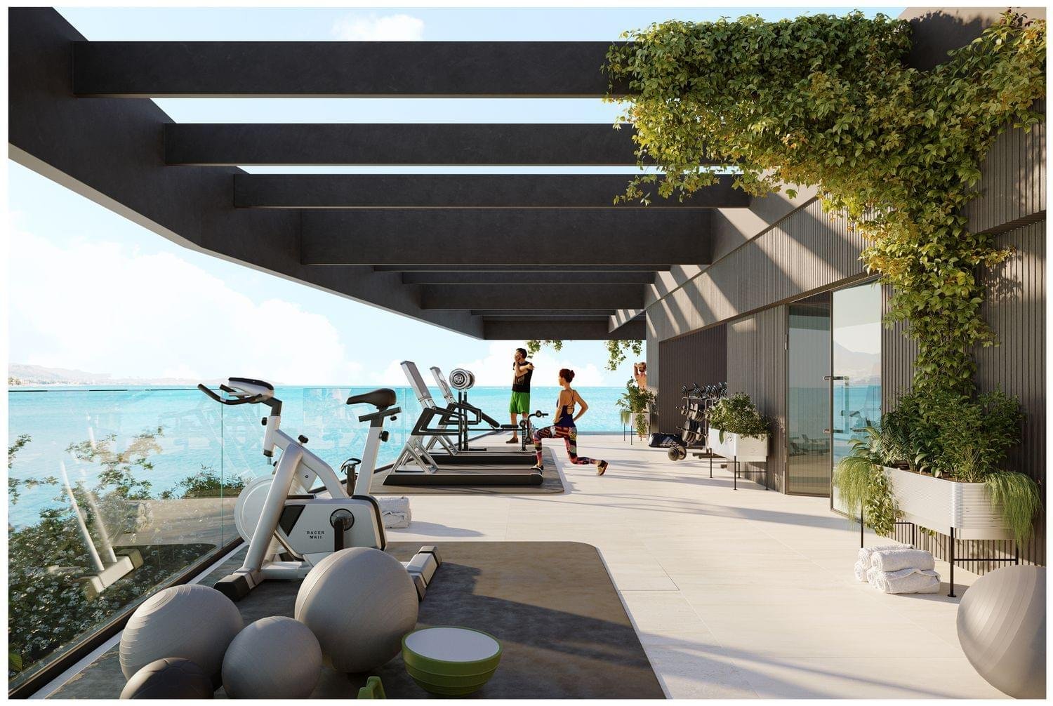 Luxusapartments am Meer mit Terrasse, Swimmingpool und Fitnessraum, Málaga