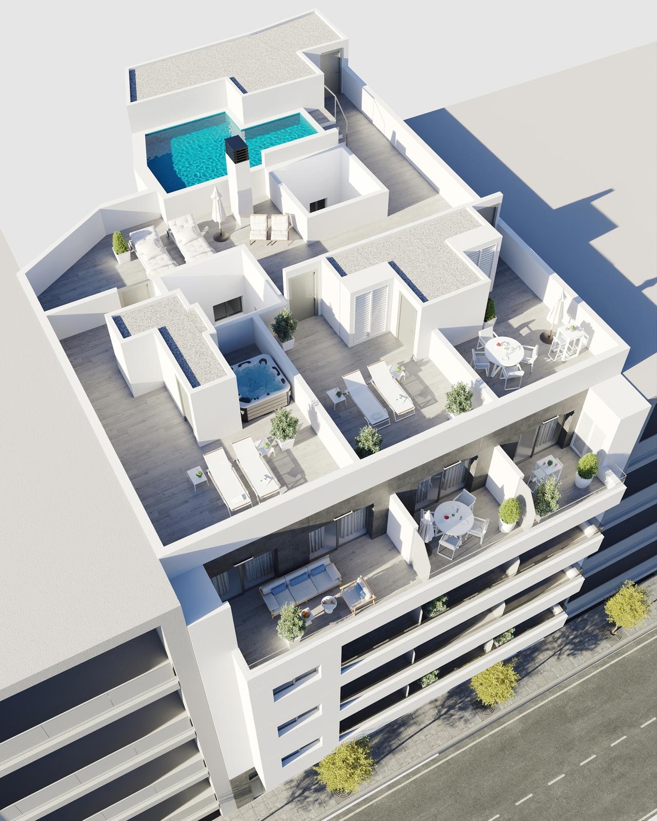 Exklusive Apartments und Penthäuser, 300 m vom Meer entfernt, Torrevieja