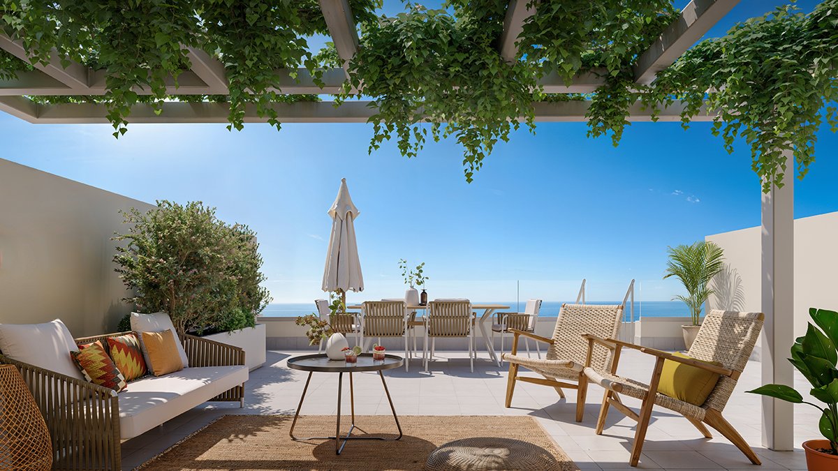 Exklusive Apartments, 1 km von der Küste entfernt mit Swimmingpool und Meerblick, Benalmádena