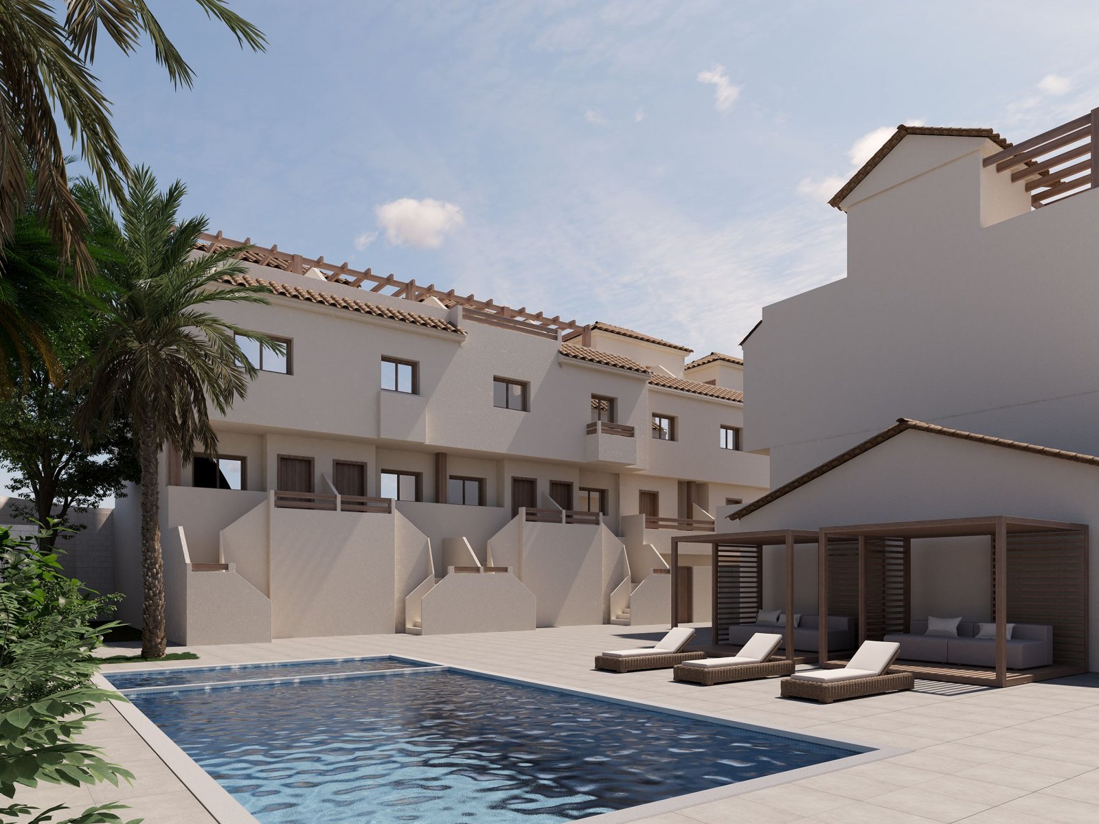 Moderne Stadthäuser, 2 km vom Meer entfernt, mit Swimmingpool und Garage, Portman
