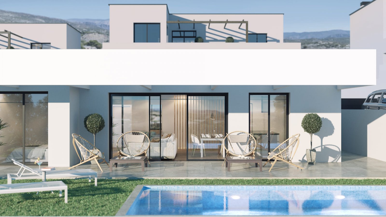 Luxuriöse freistehende Häuser mit privatem Pool und Meerblick, Finestrat