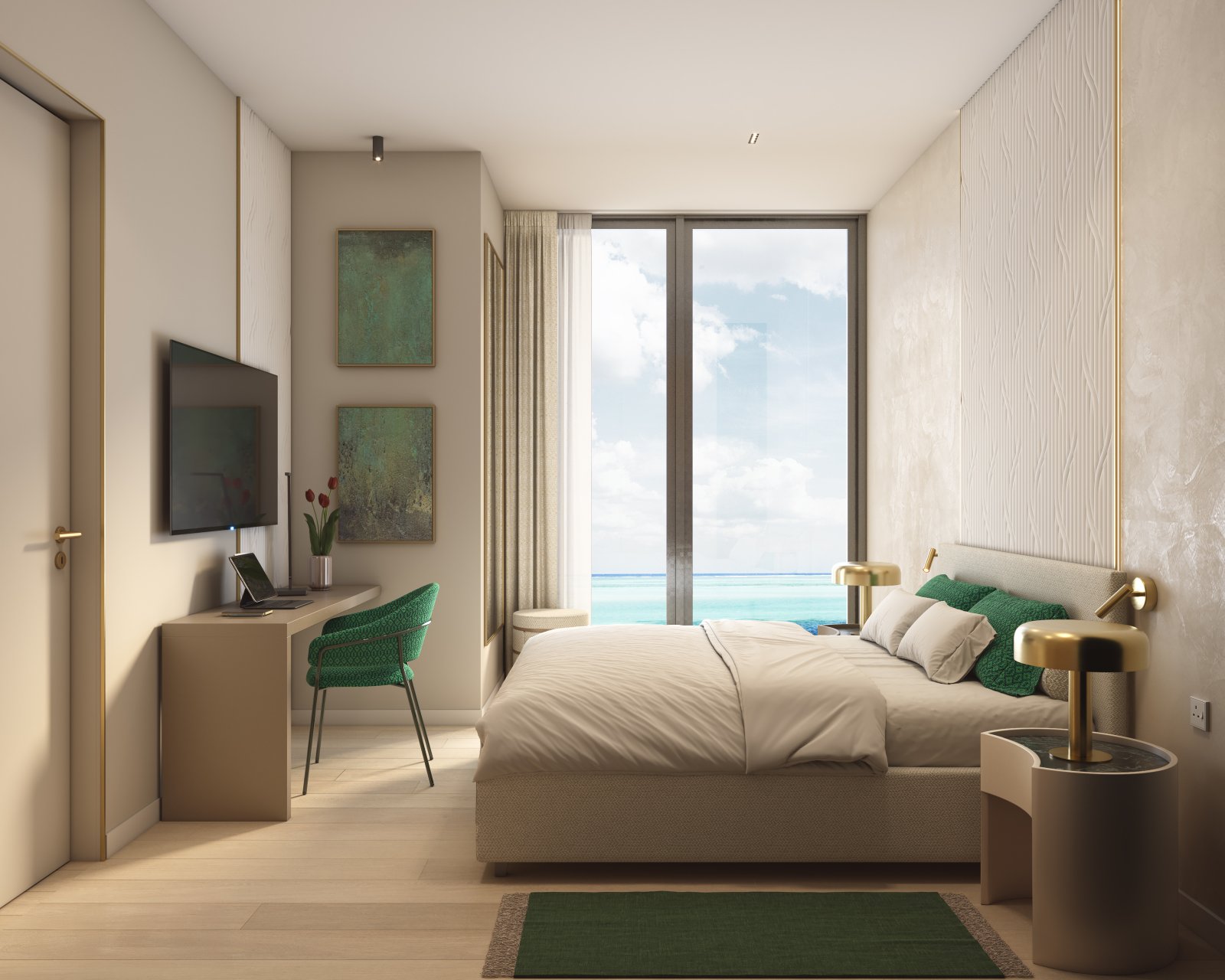 Isola degli Ambasciatori Batumi, proprietà di investimento di lusso sul waterfront in Georgia, Batumi – Appartamento premium con 2 camere da letto e vista panoramica sul mare e sull'isola