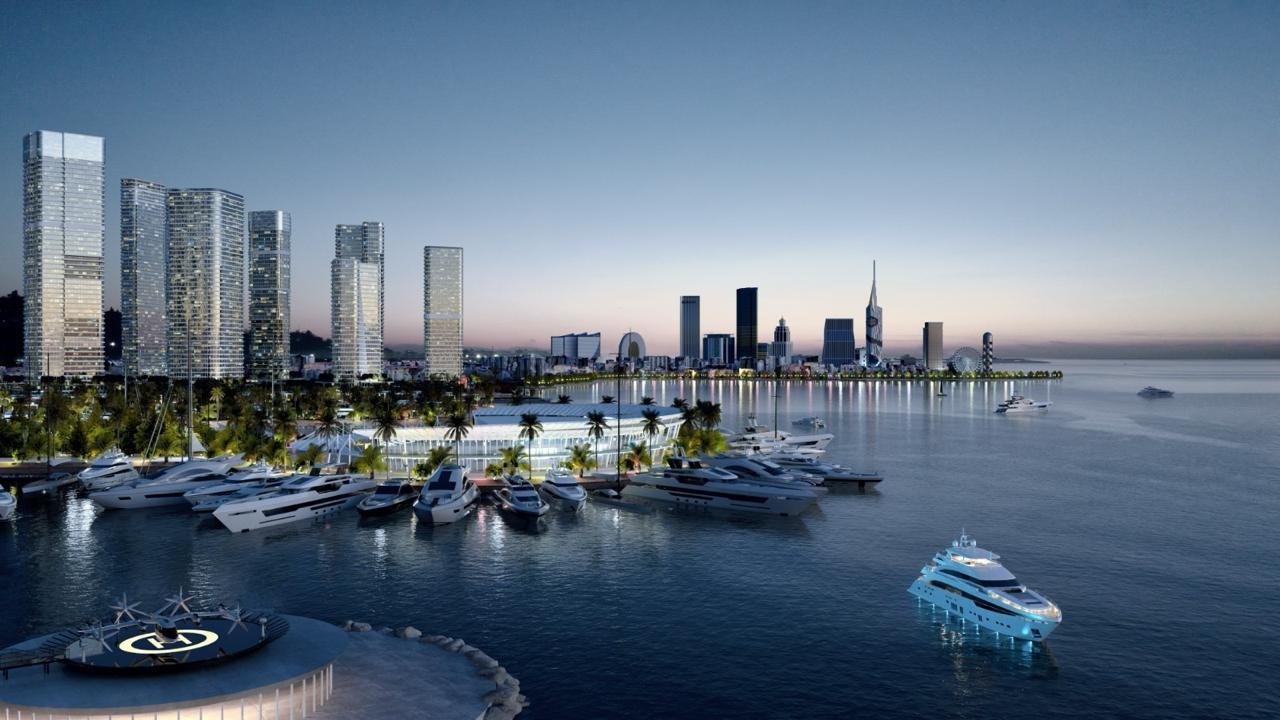 Isola degli Ambasciatori Batumi, proprietà di investimento di lusso sul waterfront in Georgia, Batumi – Appartamento premium con 2 camere da letto e vista panoramica sul mare e sull'isola