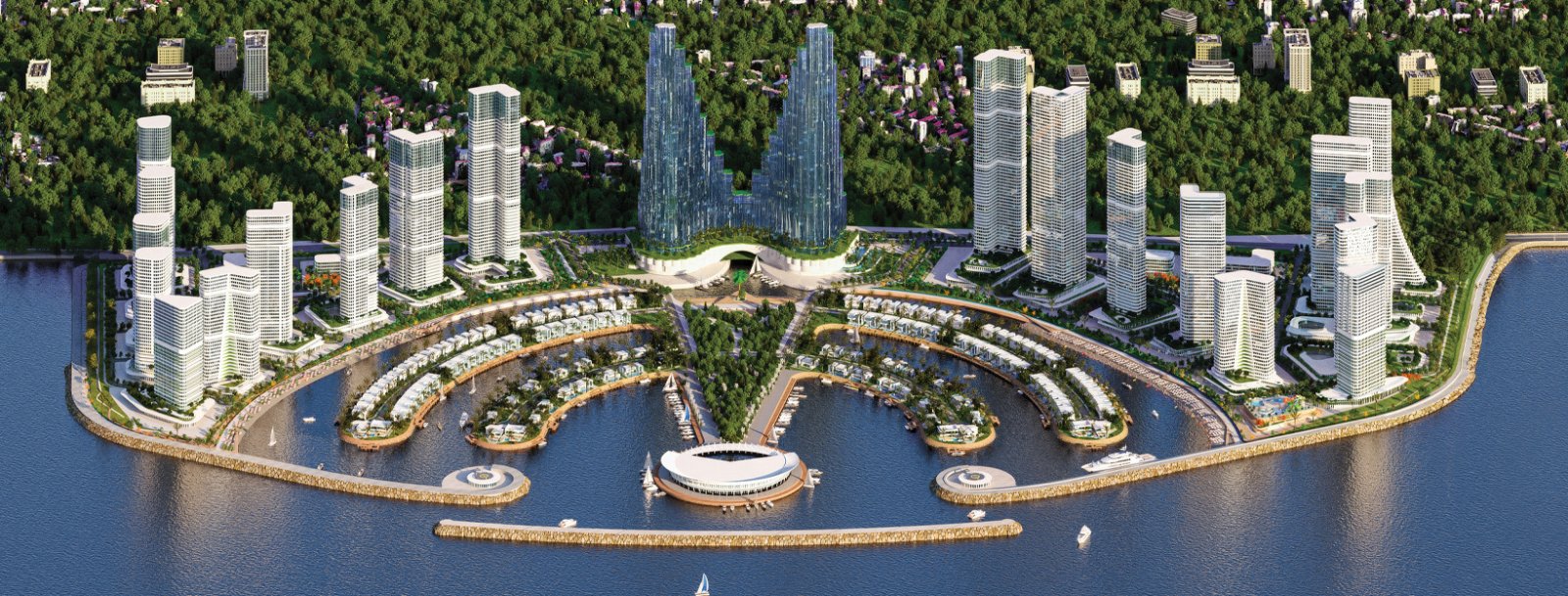 Isola degli Ambasciatori Batumi, proprietà di investimento di lusso sul waterfront in Georgia, Batumi – Appartamento premium con 2 camere da letto e vista panoramica sul mare e sull'isola