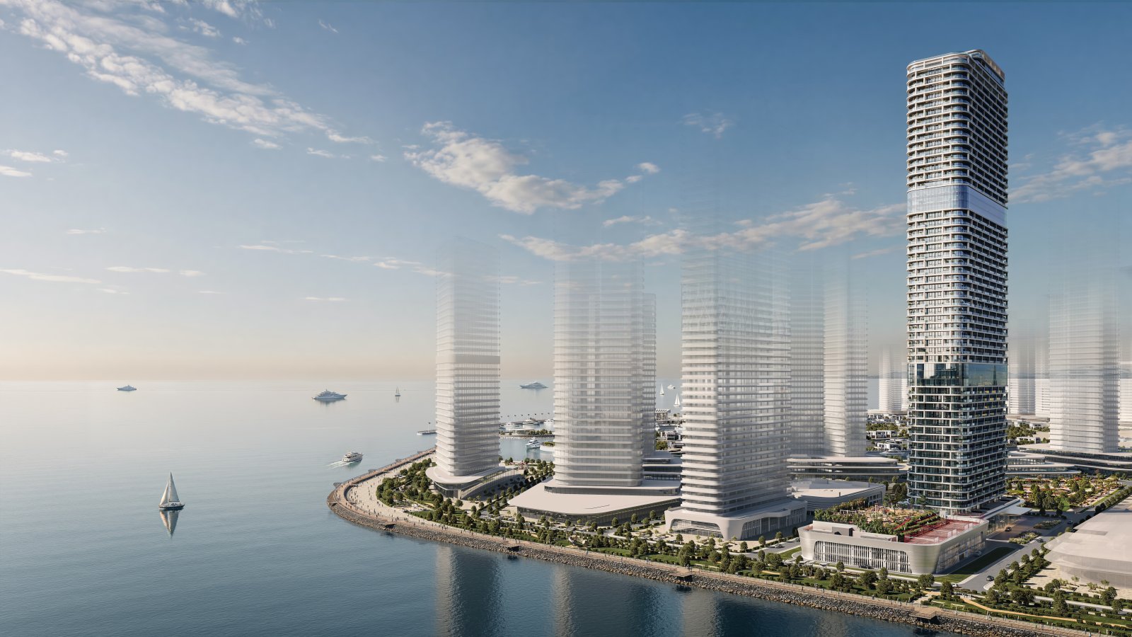 Isola degli Ambasciatori Batumi, proprietà di investimento di lusso sul waterfront in Georgia, Batumi – Appartamento premium con 2 camere da letto e vista panoramica sul mare e sull'isola